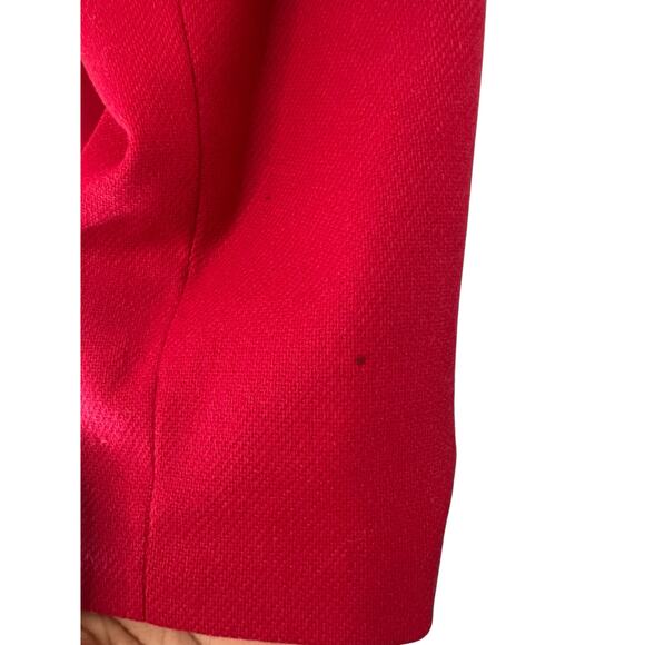 Vintage Dark Red Single Button Oversized Academia Preppy Wool Blazer Size 16 - Picture 10 of 15